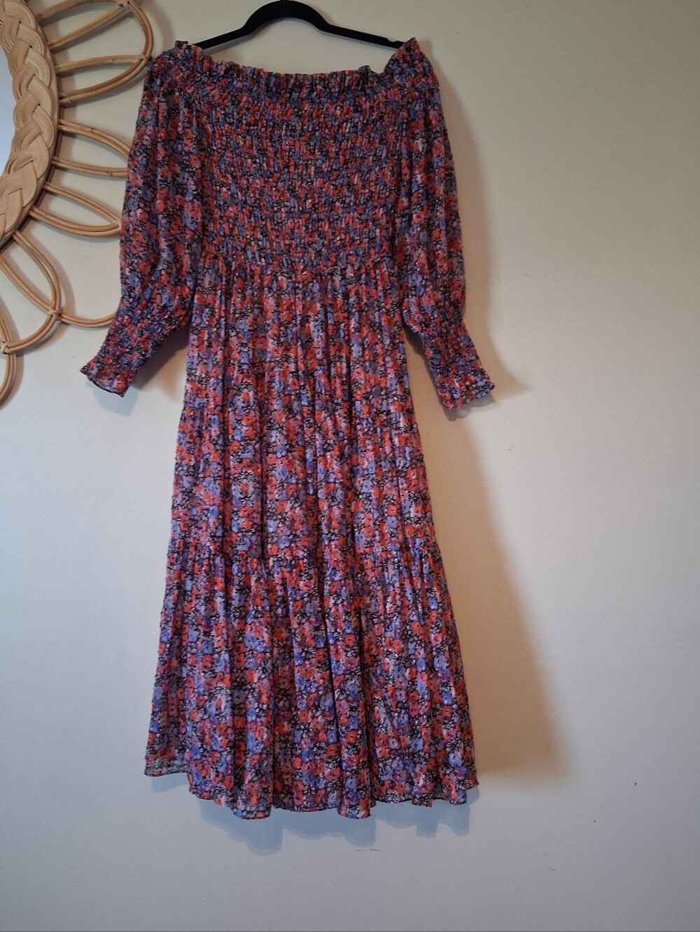 Rebecca Taylor Off-Shoulder Cosmic Floral Dress Size 4 - Picture 9 of 14